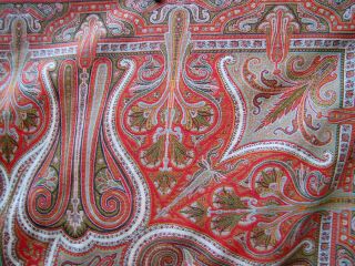 Victorian Kashmir Paisley Wool Piano Shawl Woven mid - late 19th C.  10 Plus Feet 3