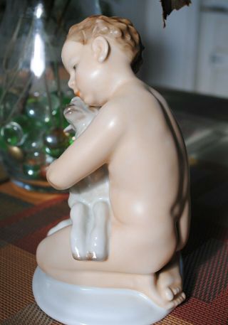 Rosenthal Art Nouveau Child with Lamb Figurine Kunstabteilung Selb Signed 3