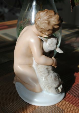 Rosenthal Art Nouveau Child with Lamb Figurine Kunstabteilung Selb Signed 5