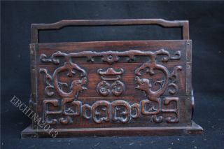 13 " Old Chinese Huanghuali Wood Carved Dynasty Drawer Jewelry Box Jewel Case