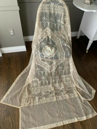 Exceptional Antique Lace Single Bedspread 7