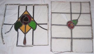 Antique/vintage Lead Stained Glass Window Panel Rose Floral Repair/tlc/salvage