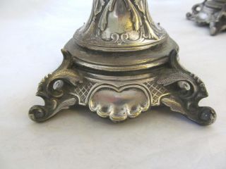 Antique collectible art nouveau judaica Warsaw Fraget silver plate candlesticks 5