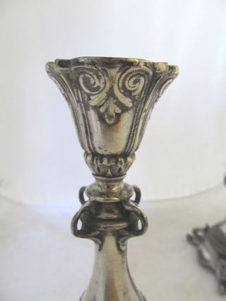 Antique collectible art nouveau judaica Warsaw Fraget silver plate candlesticks 7