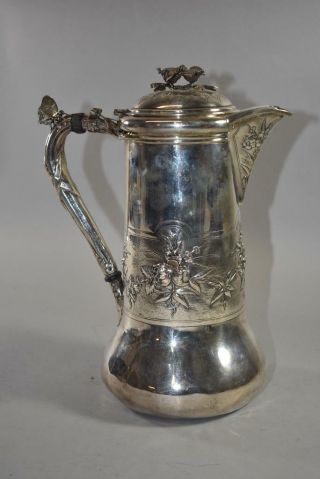M F Hamilton & Sons Philadelphia Victorian Sterling Silver Coffee Pot Butterfly