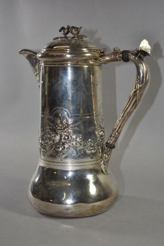 M F HAMILTON & SONS PHILADELPHIA VICTORIAN STERLING SILVER COFFEE POT BUTTERFLY 2