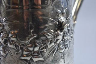 M F HAMILTON & SONS PHILADELPHIA VICTORIAN STERLING SILVER COFFEE POT BUTTERFLY 7