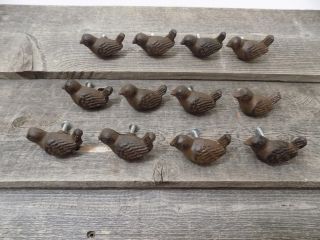 12 Cast Iron Bird Cabinet Knobs Pulls Drawer Dresser Handles Rustic Birds Wren