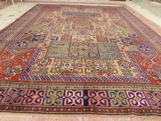 One - Of - Kind Rare Antique Caucasian Kazak Geometric Nomadic Handmade Rug 8ftx11ft