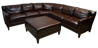 Stickley Leather Sectional Sofa W.  Ottoman