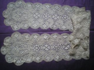 Lovely Antique Maltese Lace Scarf/lappet 80 " X 9 "