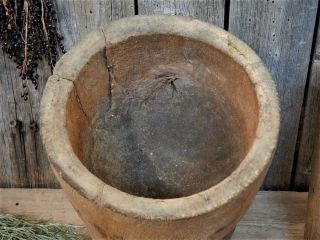 Huge AAFA Early Antique Primitive Wood Mortar & Pestle 1800 ' s Apothecary Pantry 10