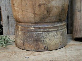 Huge AAFA Early Antique Primitive Wood Mortar & Pestle 1800 ' s Apothecary Pantry 9