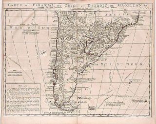 Antique Map,  Carte Du Paraguai Du Chili Du Detroit De Magellan