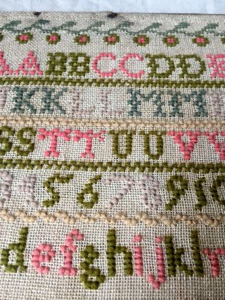 Antique Needlework Sampler by Eleanor Nicholson 1862,  Quote by Alexander Pope 8