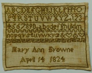 ANTIQUE GEORGIAN EARLY 19th CENTURY MINIATURE SAMPLER - MARY ANN BROWN 1824 2