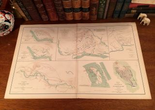 Large Antique Civil War Map Battle Roanoke Island North Carolina Nc