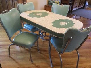 50’s Formica & Chrome Lotus Cracked Ice Dinette Set