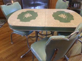 50’s Formica & Chrome Lotus Cracked Ice Dinette Set 2