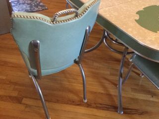 50’s Formica & Chrome Lotus Cracked Ice Dinette Set 4