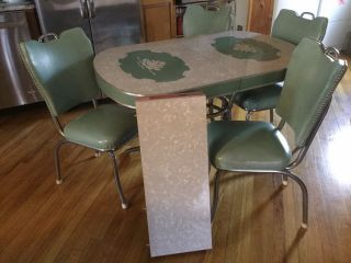 50’s Formica & Chrome Lotus Cracked Ice Dinette Set 5