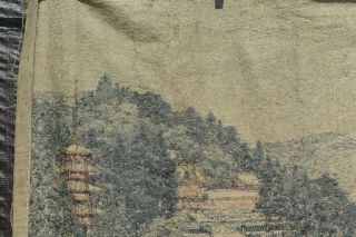 Japanese Silk Embroidery Tapestry Panel Wall Hanging Castle Temple Scene 178CM 10