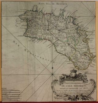 Minorca Balearic Islands Spain 1756 De Beaurain Scarce Antique Engraved Map