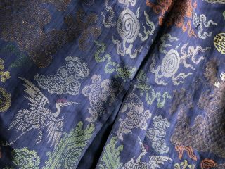 Antique 19th Century Chinese Dragon Robe Recut into Skirt Kesi Brocade Symbols 7