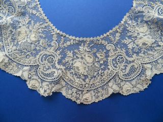 A Victorian Brussels Point De Gaze Lace Bertha Collar With Numerous Raised Roses