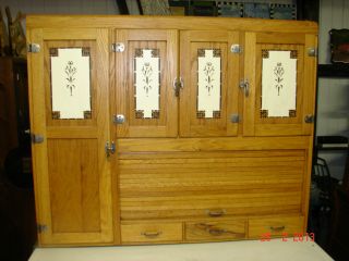 Antique Oak Hooiser Kitchen Cabinet w/ Siffter - Professionally Refinished 2