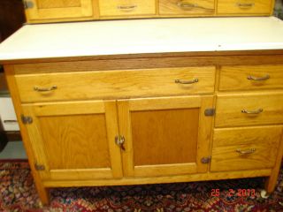 Antique Oak Hooiser Kitchen Cabinet w/ Siffter - Professionally Refinished 3