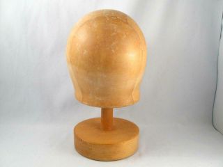 VINTAGE WOODEN HAT MOLD BLOCK MILLINERY FORM W/ STAND SIZE 22 2
