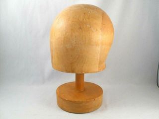 VINTAGE WOODEN HAT MOLD BLOCK MILLINERY FORM W/ STAND SIZE 22 3
