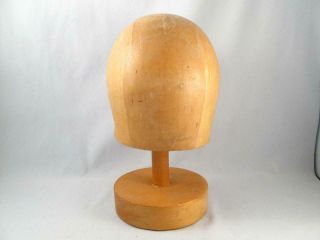 VINTAGE WOODEN HAT MOLD BLOCK MILLINERY FORM W/ STAND SIZE 22 4