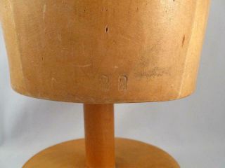 VINTAGE WOODEN HAT MOLD BLOCK MILLINERY FORM W/ STAND SIZE 22 5
