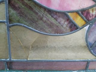 Antique Leaded Stained Glass Window Panel Frame 46 