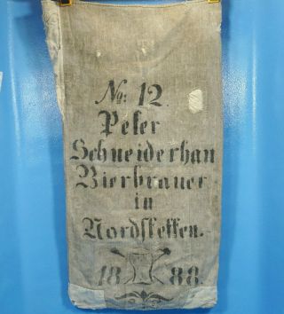 Antique German Textile Linen Grain Sack 1888 Schneiderhan Bierbrauer Provenance