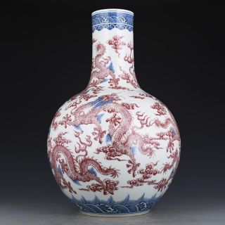 Chinese Exquisite Hand - Painted Famille Rose Dragon Pattern Porcelain Vase