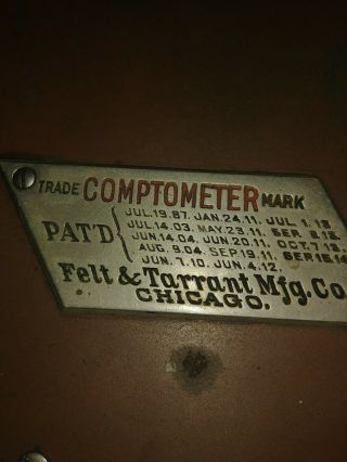 VINTAGE 1920 ' S FELT & TARRANT COMPTOMETER ADDING MACHINE GREAT 2