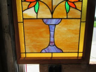 ANTIQUE STAINED GLASS WINDOW 21 X 23 1 OF 2 ARCHITECTURAL SALVAGE 3