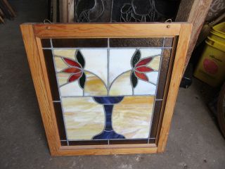 ANTIQUE STAINED GLASS WINDOW 21 X 23 1 OF 2 ARCHITECTURAL SALVAGE 6