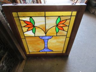 ANTIQUE STAINED GLASS WINDOW 21 X 23 1 OF 2 ARCHITECTURAL SALVAGE 8