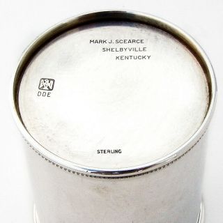 Julep Cup Sterling Silver Mark J Scearce DDE 1953 Kentucky 5