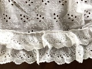 Antique Broderie Anglaise Petticoat Flounce 93 X 18”,  6 others for Julie 3