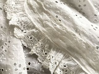 Antique Broderie Anglaise Petticoat Flounce 93 X 18”,  6 others for Julie 4