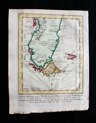 1747 Bellin & Schley - Rare Map Of South America,  Patagonia,  Chile,  Argentina.