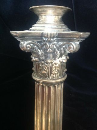 Antique Silver Plated Corinthian Pillar For Oil Lamp Lovely