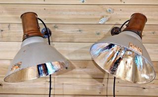2 Vintage Antique GEC Gecoray Glass Copper Industrial Shop Adjustable Lamps 1 2