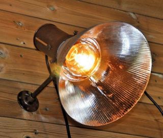 2 Vintage Antique GEC Gecoray Glass Copper Industrial Shop Adjustable Lamps 1 4