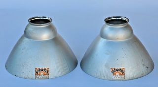 2 Vintage Antique GEC Gecoray Glass Copper Industrial Shop Adjustable Lamps 1 7